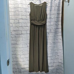 LOFT army olive green maxi dress